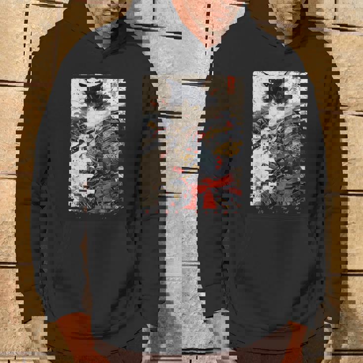 サムライ 猫戦士 浮世 墨絵 猫 サムライ パーカー ライフスタイル