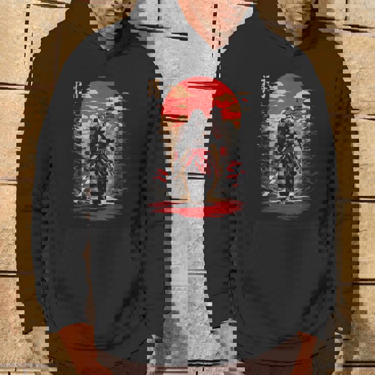 サムライビッグフット 日本のヴィンテージデザイン 面白い浮世絵アート パーカー ライフスタイル