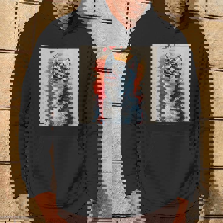 シベリアンハスキー子犬の笑いグラフィック。 パーカー ライフスタイル