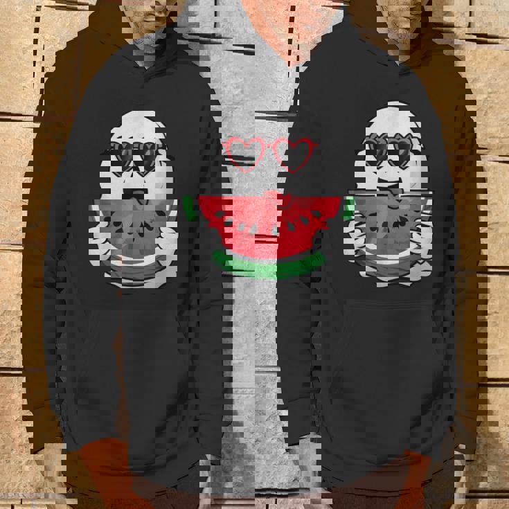 スイカを食べるかわいい幽霊 サマーウィーン ハロウィンコスチューム パーカー ライフスタイル