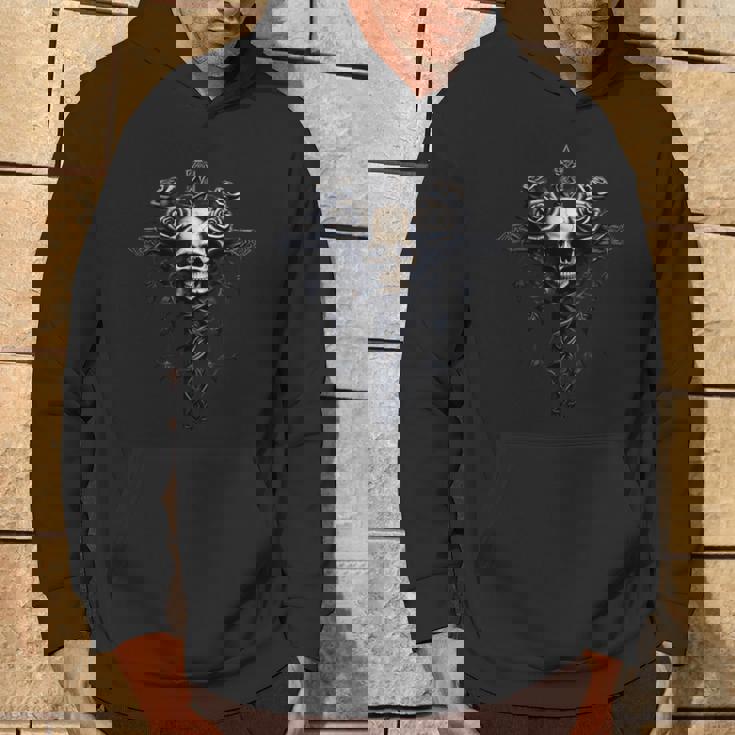 スカル ゴシック バラ 十字架 バラ つる 美的 ゴス パーカー ライフスタイル