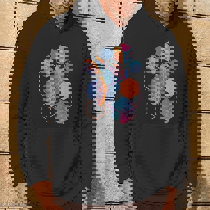 スタイリッシュ ティール オレンジ 六角形 モダン シェイプ マニア パーカー ライフスタイル