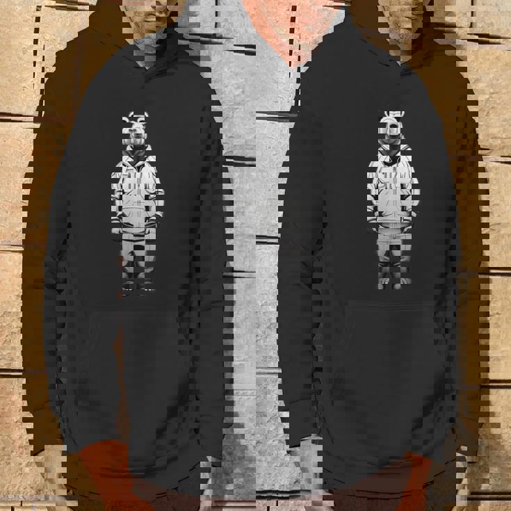 ストリートウェア風のミニマルなクマのイラスト パーカー ライフスタイル