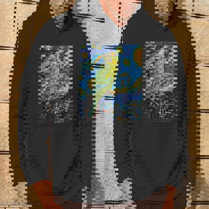 セキセイインコ オウム 鳥 星月夜 絵画 パーカー ライフスタイル