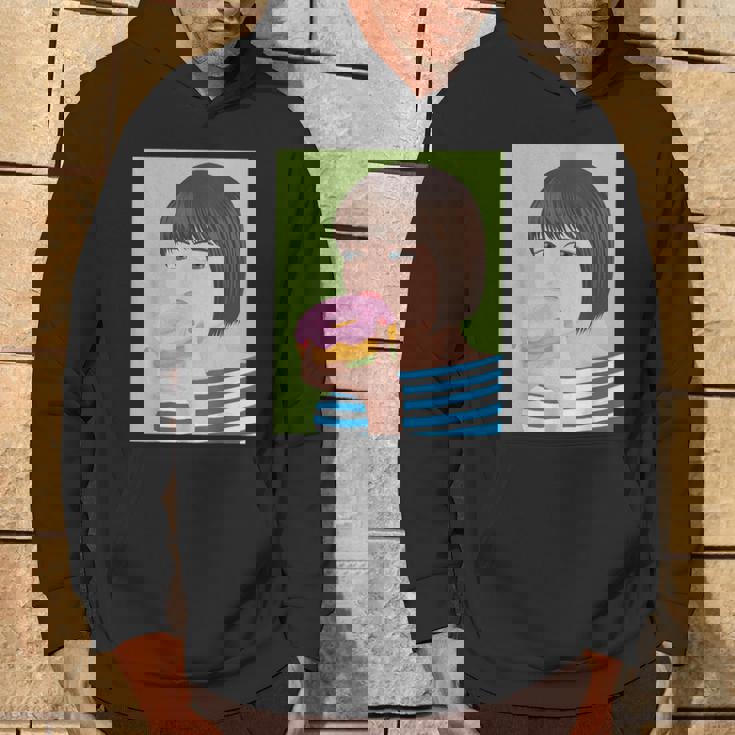 ドーナツショップ ポップアート ポートレート ロジックロックスター キュート ドーナツ ガールフレンド ドーナツ パーカー ライフスタイル