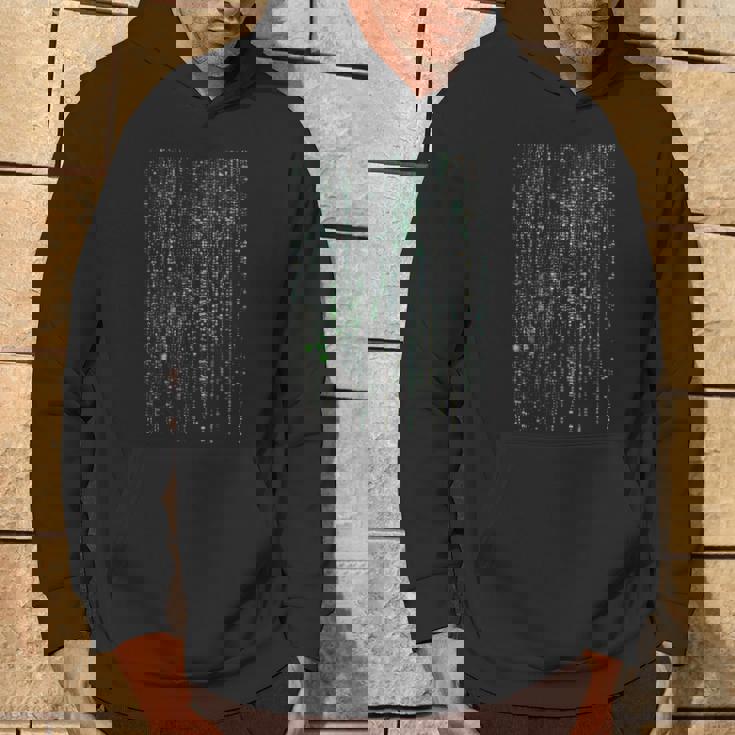 バイナリコードマトリックスグリッチ効果デジタルパターン パーカー ライフスタイル