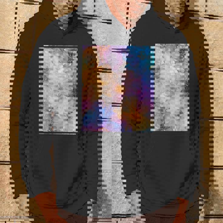 パステルインクのイラストにマルチカラー春の花。 パーカー ライフスタイル