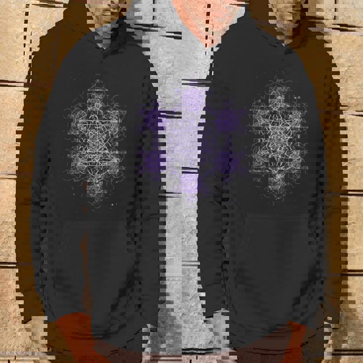 パープル フラクタル メタトロンキューブ 神聖な幾何学 スピリチュアル パーカー ライフスタイル