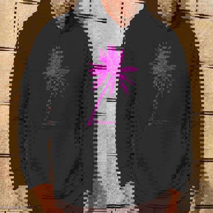 ピンクパームビーチウェア サーフィンレトロ パームツリー パーカー ライフスタイル