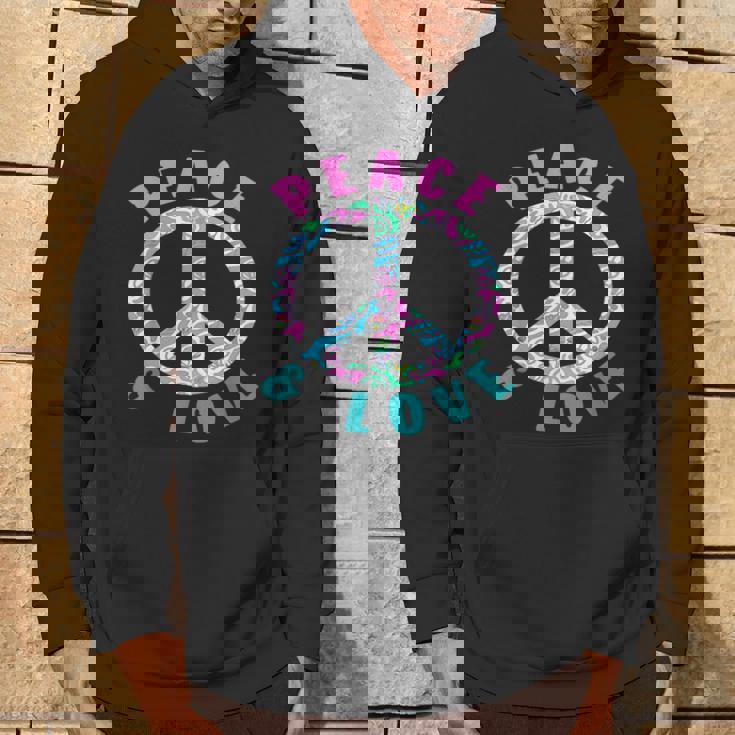 ピースアンドラブカラフルヒッピーシンボル パーカー ライフスタイル