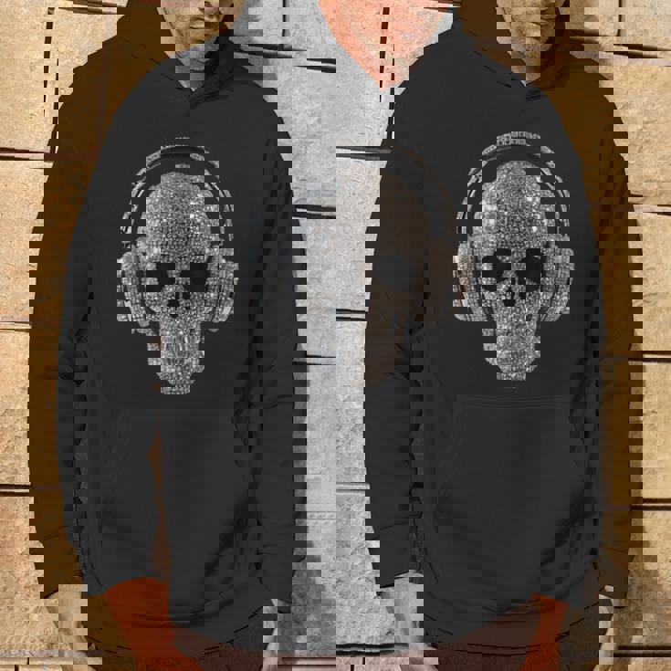 ヘッドフォン付きキラキラドクロ Dj音楽愛好家 パーカー ライフスタイル