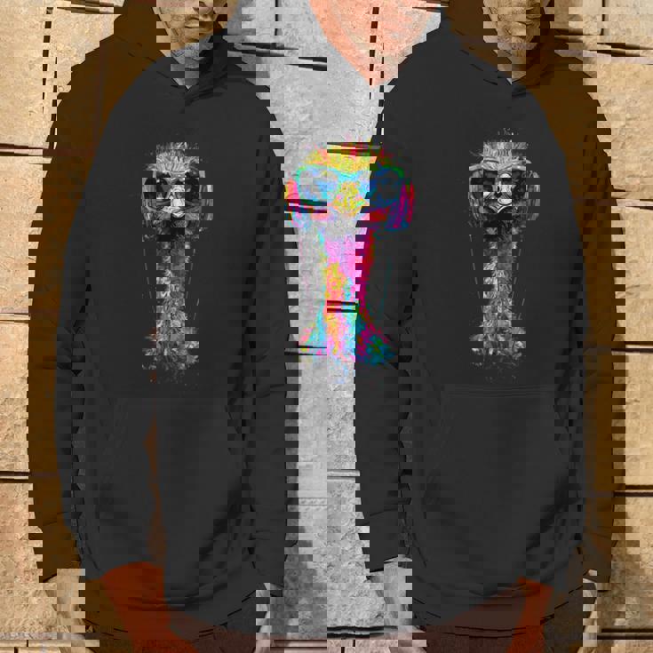 ヘッドフォン付きダチョウの鳥 カラフルなエミュー音楽djブーケ パーカー ライフスタイル