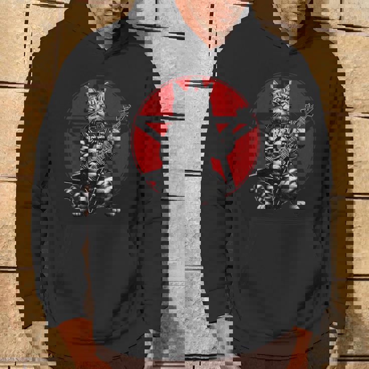 ヘヴィメタル猫とデスメタルミュージック メタルヘッド ロックギター パーカー ライフスタイル