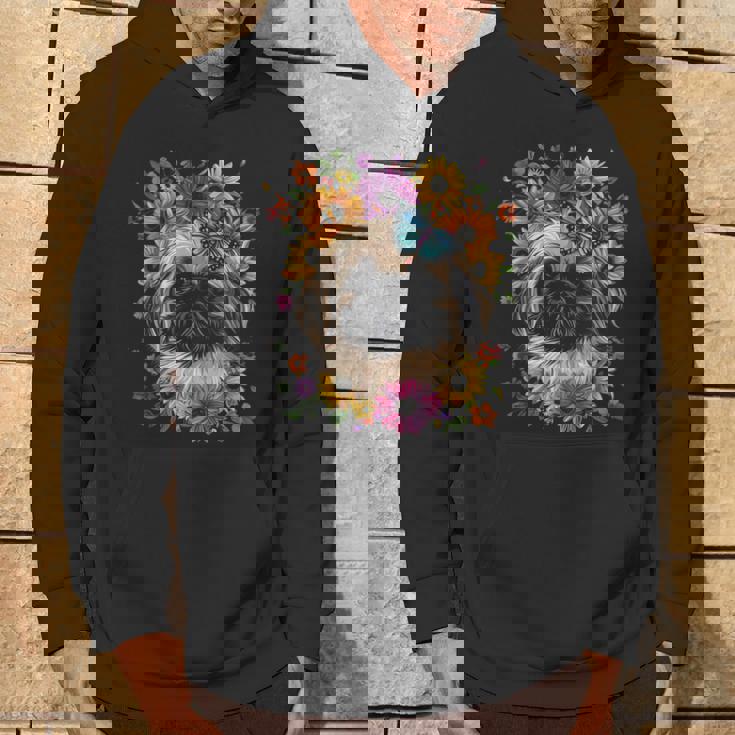 ペキニーズ犬 キュート 花柄 ひまわり コテージコア ママ お父さん パーカー ライフスタイル