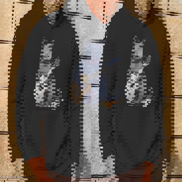 ミュージシャン ロシアンブルー猫 ギタリスト 猫とギター パーカー ライフスタイル