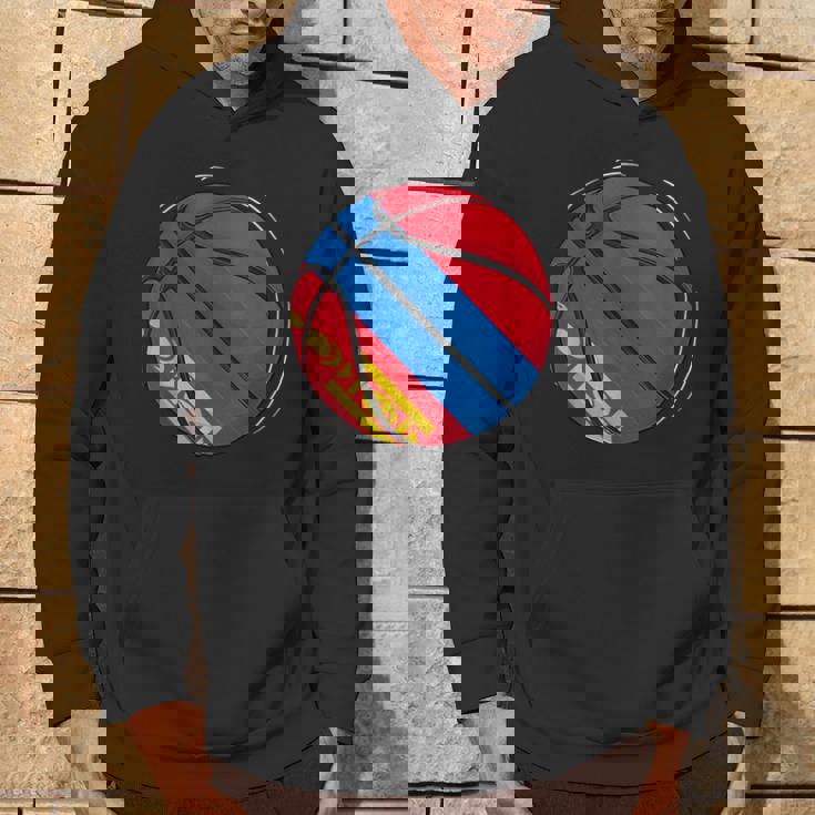 モンゴルの国旗が付いたバスケットボールボール パーカー ライフスタイル