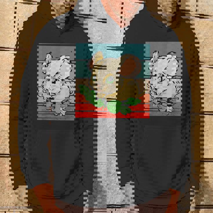 ヤマネ かわいい緑の葉 大きな目 愛らしい甘い動物 パーカー ライフスタイル