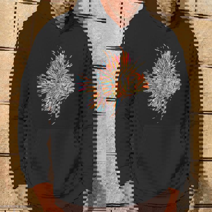 ライオンフィッシュ 動物 グラフィック アートワーク ライオンフィッシュ パーカー ライフスタイル