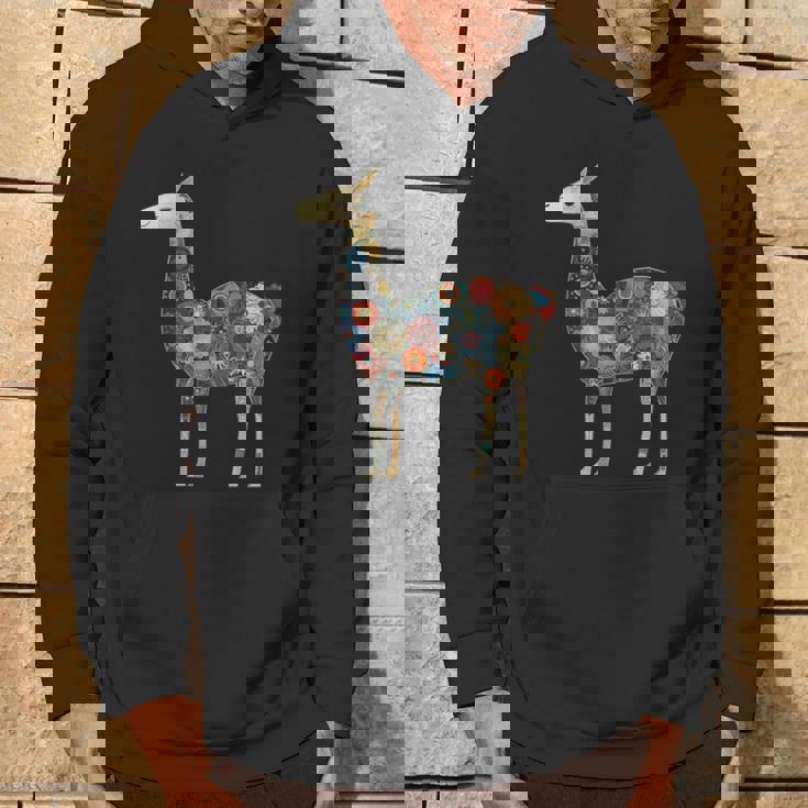 ラマ アルパカ フローラル カラフル 花 ペルーのお土産 パーカー ライフスタイル