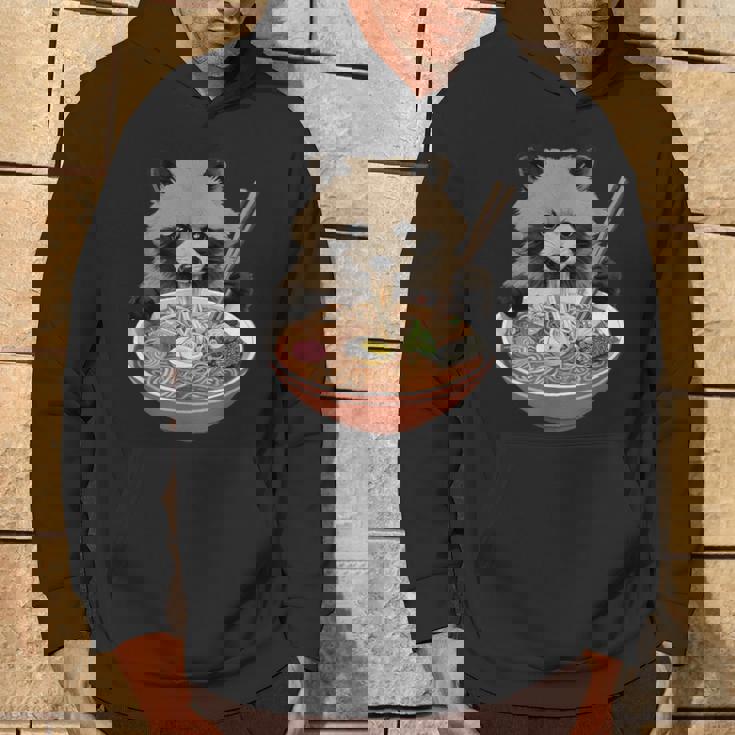 ラーメンたぬき タヌキ おもしろ ユニーク 動物 アニマル 狸 漢字 麺 グラフィック イラスト アニメ パーカー ライフスタイル