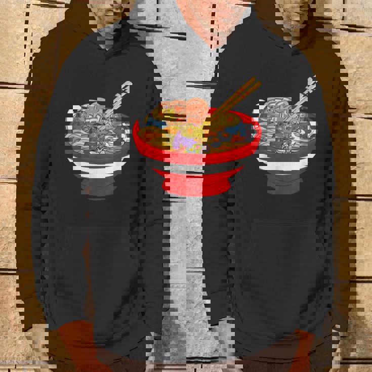 ラーメンを食べる三匹のかわいいカエルのお揃い アニメ恋人 食通 パーカー ライフスタイル