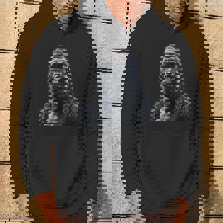 リアルなゴリラアートtシャツ、野生動物の霊長類の肖像画。 パーカー ライフスタイル