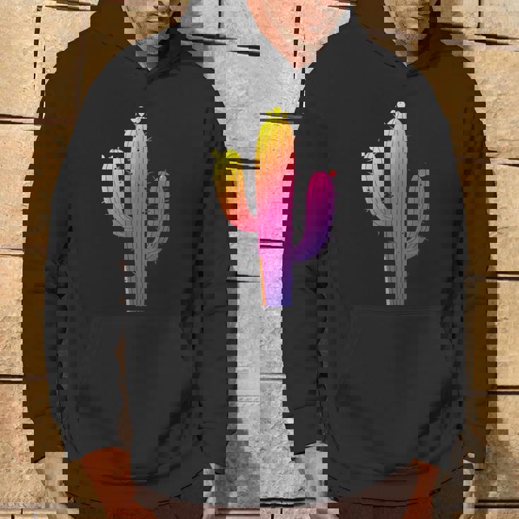 レインボーサボテン 砂漠の夕日と太陽の雰囲気 パーカー ライフスタイル