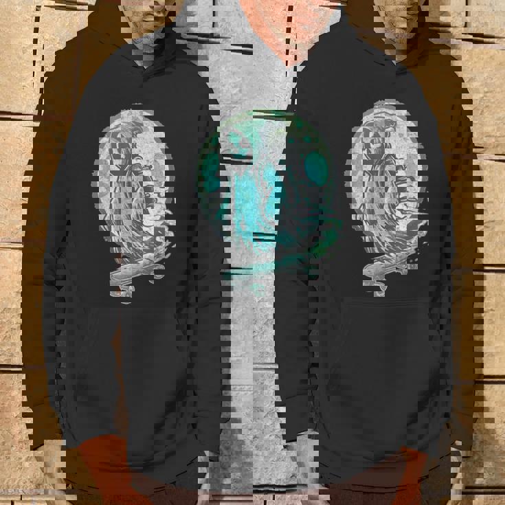 レトロ スケーター オバケ スカル スケートボード ハロウィン 不気味 スケルトン 骸骨 面白い ギフト ストリート パーカー ライフスタイル