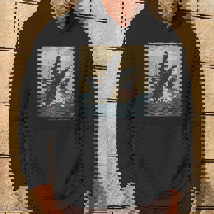 レトロ 猫 噛む サメ ユーモラス 猫 駄洒落 ミーム 猫s サメ パーカー ライフスタイル