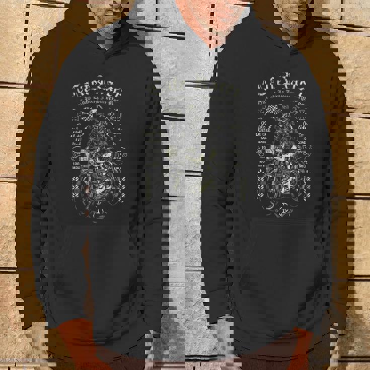 レトロなヴィンテージカフェレーサー オートバイ スカル ライブライドバイカー パーカー ライフスタイル