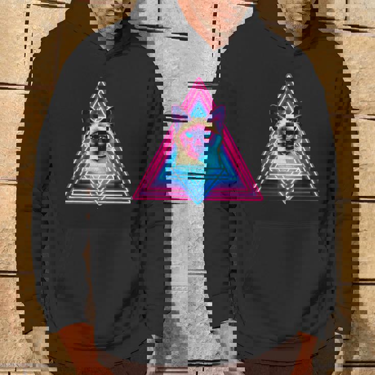 レトロな三角形のピラミッド猫のシャム猫 パーカー ライフスタイル