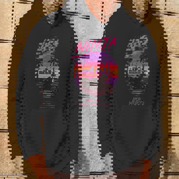 ヴィンテージ Ninja スポーツバイク スーパースポーツ 80S 映画 シンセウェーブ マイアミ バイス シティー パーカー ライフスタイル