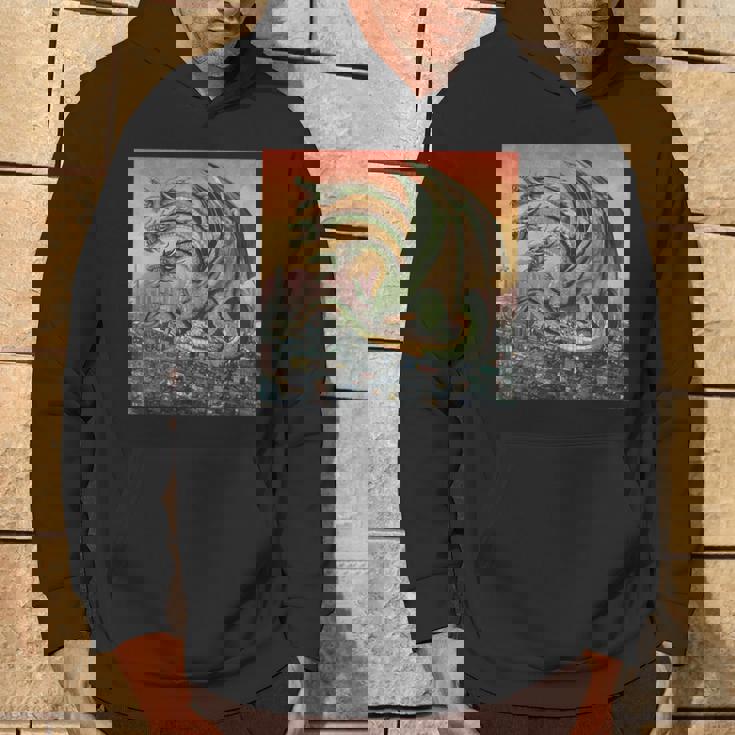 ヴィンテージ ドラゴンキング ギドラ アート 夕日 日本人 キッズ 男性 パーカー ライフスタイル