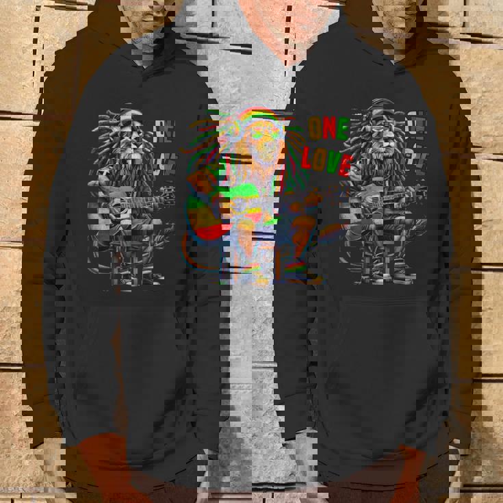 ヴィンテージ ラスタ ライオン レゲエ 音楽 One Loveibe ギター グラフィック パーカー ライフスタイル