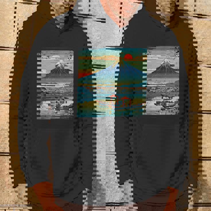 ヴィンテージ 日本の富士山 山に昇る太陽 パーカー ライフスタイル