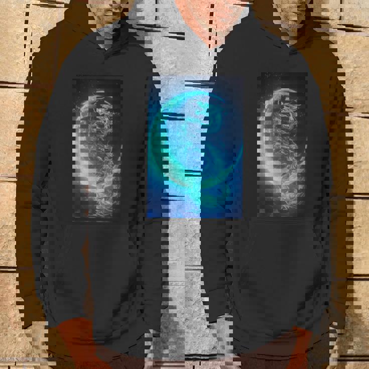 三日月のドラゴン ブルーギャラクシー天文学 アート パーカー ライフスタイル