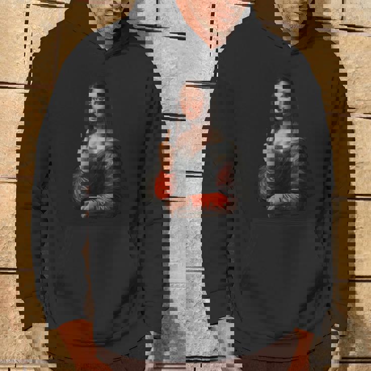 中指軽量グラフィックのモナリザ パーカー ライフスタイル