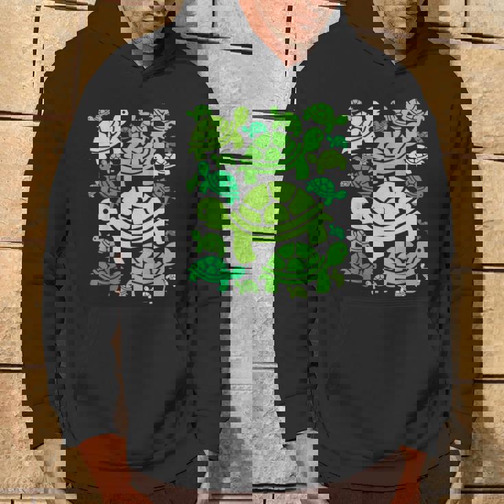 亀柄 カートゥーン アウトライン 面白いカメ パーカー ライフスタイル