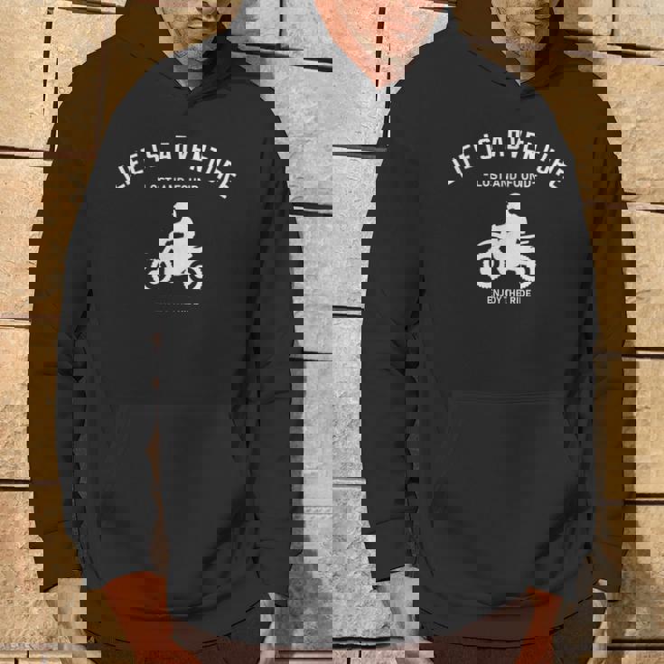 人生は冒険だ アドベンチャー バイク おしゃれ オフロード ラリー おもしろい ツーリング パーカー ライフスタイル