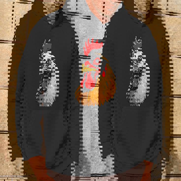 動物愛好家のための大胆な農場の鶏の頭のアート パーカー ライフスタイル