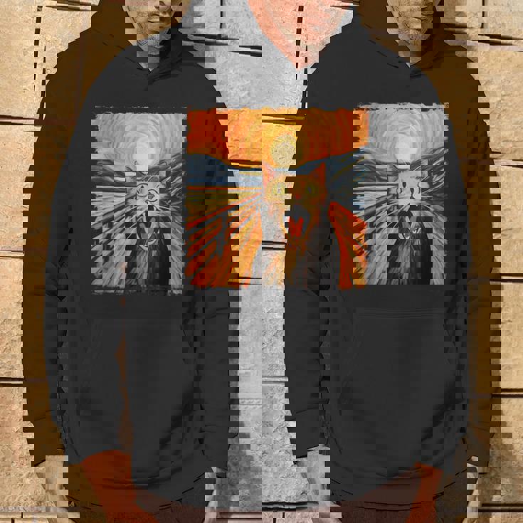 叫ぶ猫、エドヴァルド・ムンク風、面白い猫 パーカー ライフスタイル