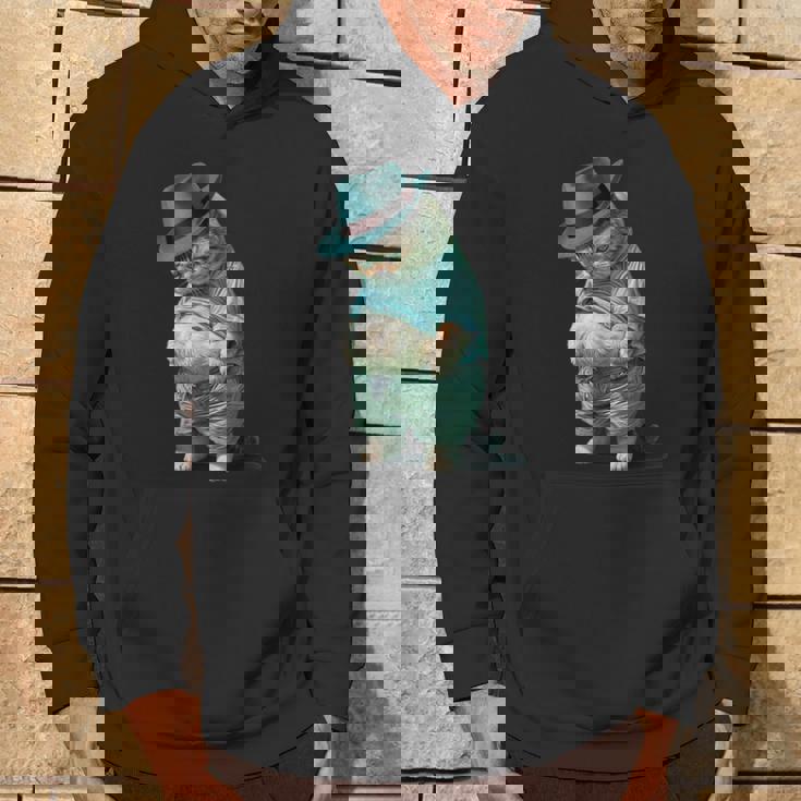 帽子をかぶった面白い太った猫 Ia アート デザイン太った子猫猫愛好家 パーカー ライフスタイル