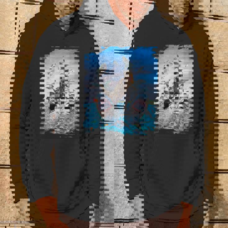 恐竜乗馬サメ ビーチオーシャンサメ サングラス 面白い パーカー ライフスタイル