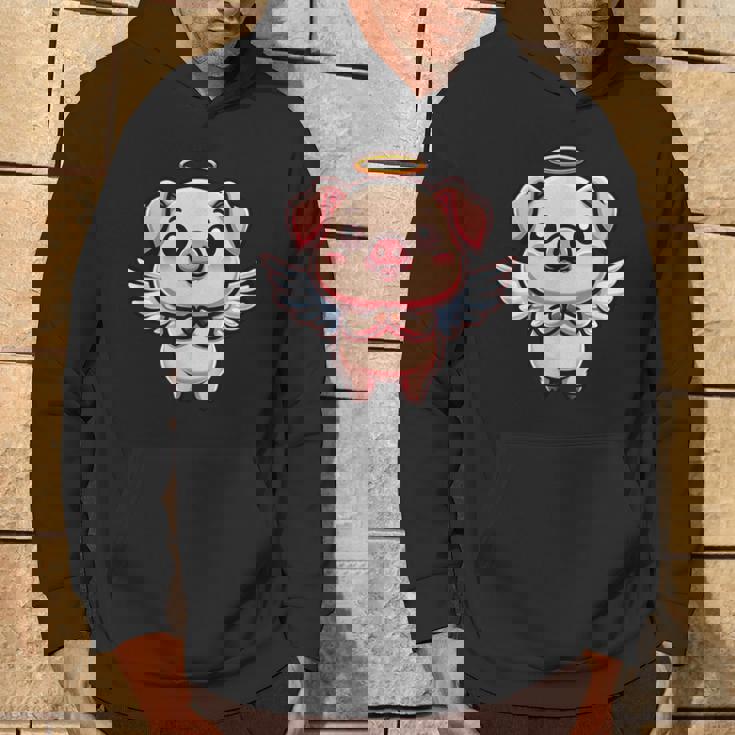 愛らしい天使の豚の漫画とハロー。 パーカー ライフスタイル