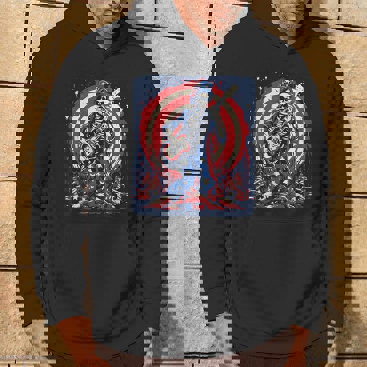 愛国的なスケルトン ロックンロールミュージック アメリカンスタイル パーカー ライフスタイル