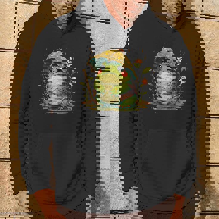 日本のかわいいコテージコアフロッグ 不機嫌な日本のカエル パーカー ライフスタイル