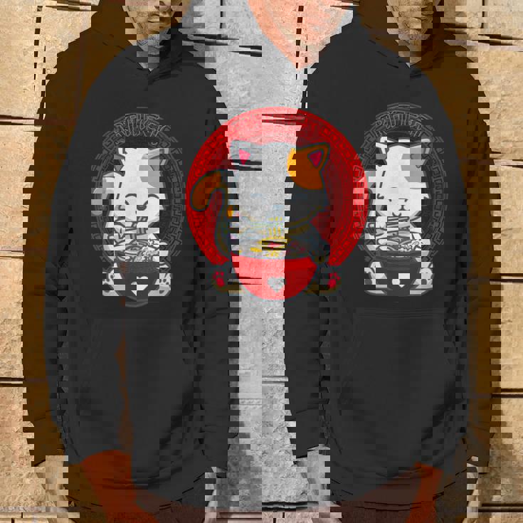 日本のカワイイ アニメ 猫 麺丼 猫 ラーメンを食べる パーカー ライフスタイル