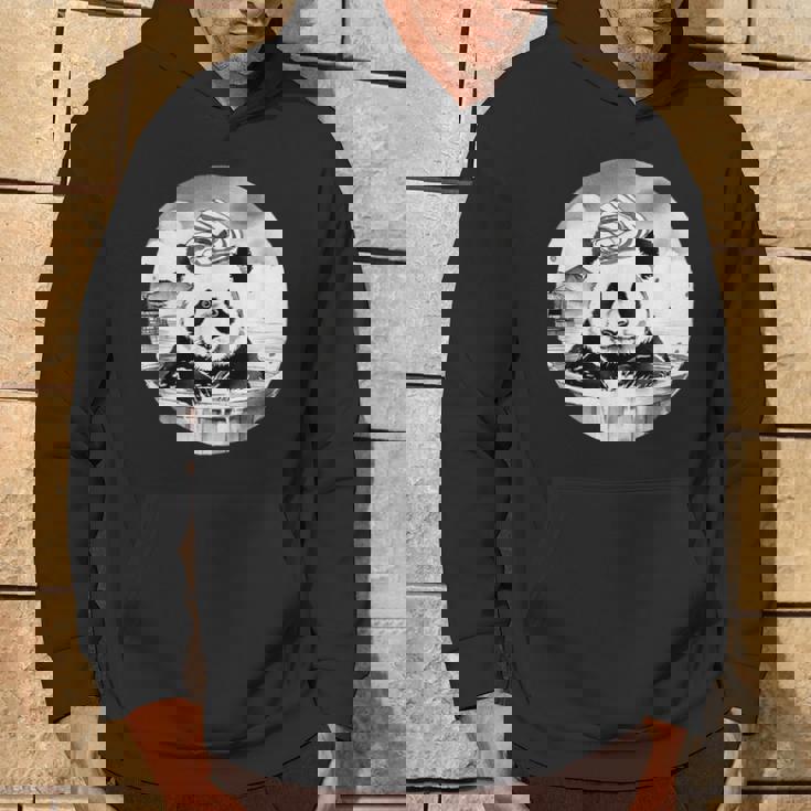 日本の温泉 パンダ 面白い 水墨画 温泉旅行 入浴 銭湯 お風呂 バスタイム 動物 和風 パーカー ライフスタイル