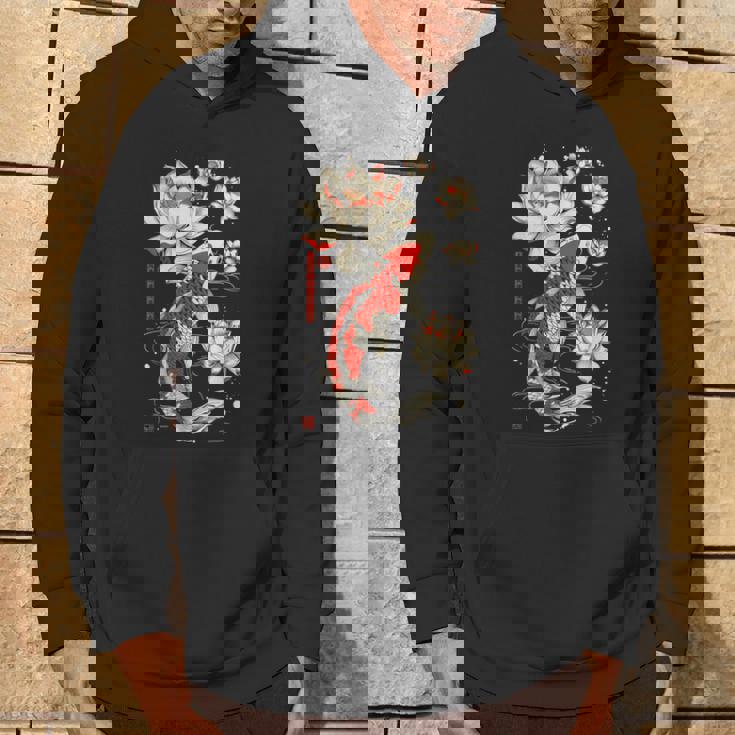 日本の鯉 魚 蓮の花 ヴィンテージ アート 日本 パーカー ライフスタイル