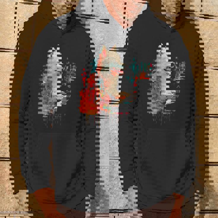 日本スピッツ 犬 モチーフ ペット 幾何学 日本スピッツ パーカー ライフスタイル